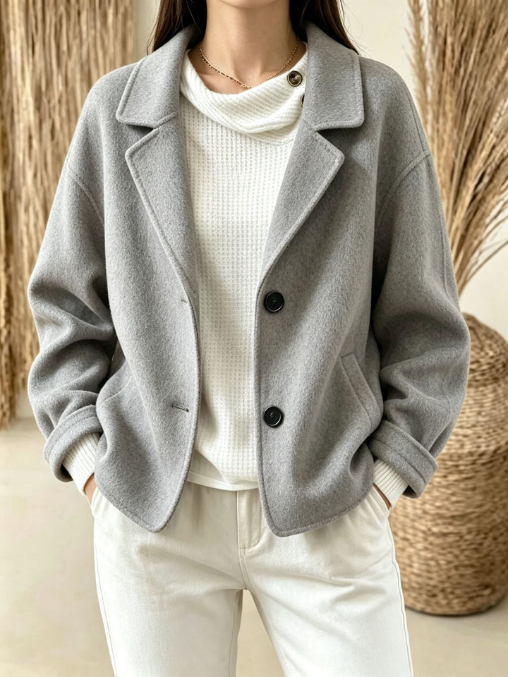 Blazer Corto con Botones – Gris