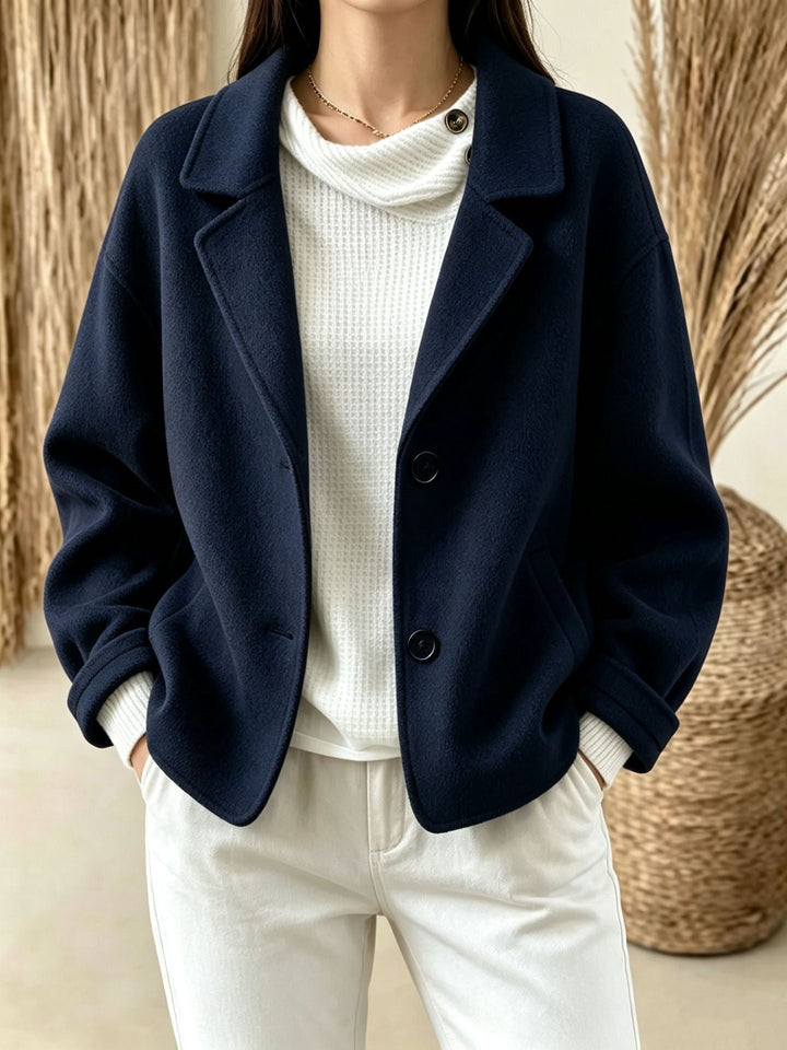 Blazer Corto con Botones – Azul Oscuro