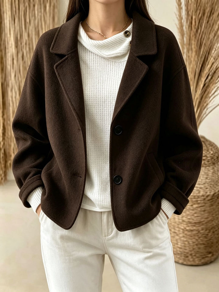 Blazer Corto con Botones – Marrón Oscuro