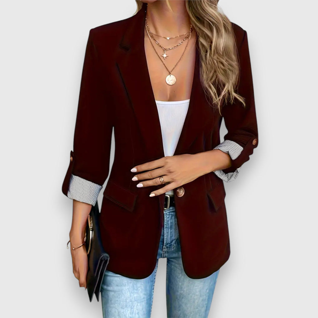 Blazer Elegante con Solapa – Burdeos