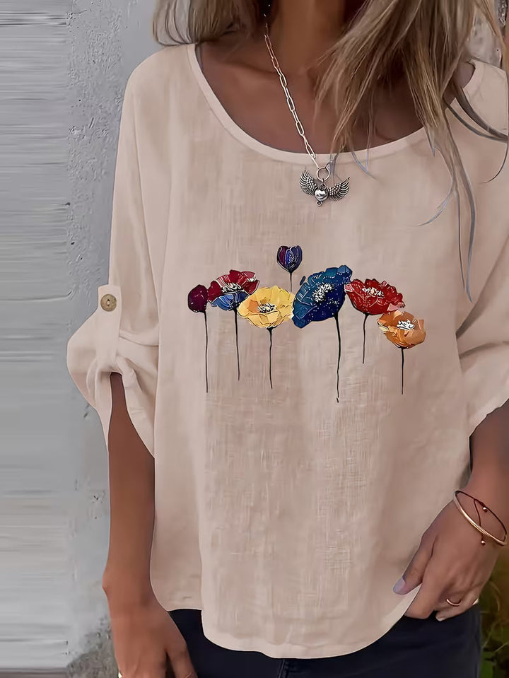 Blusa con Estampado Floral – Albaricoque