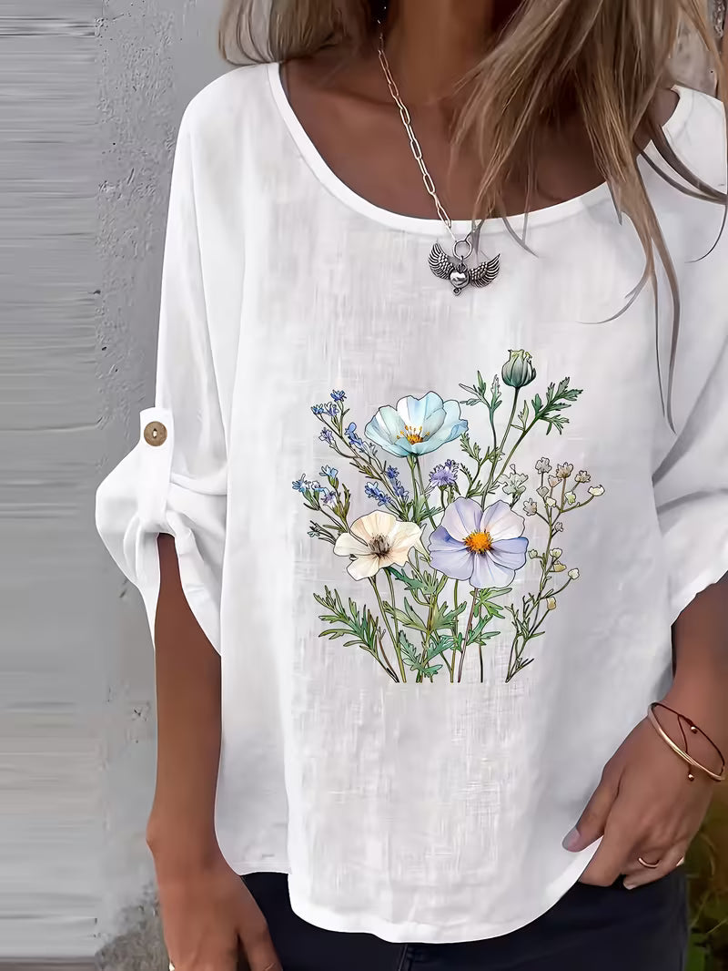 Blusa con Estampado Floral – Blanco Floral