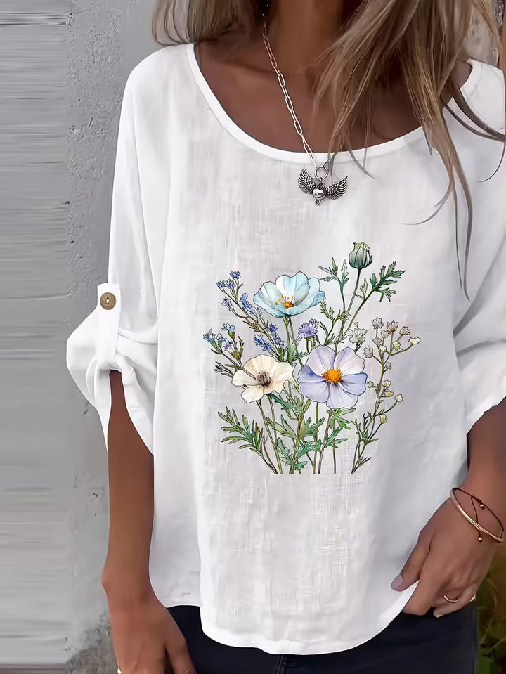 Blusa con Estampado Floral – Blanco Floral