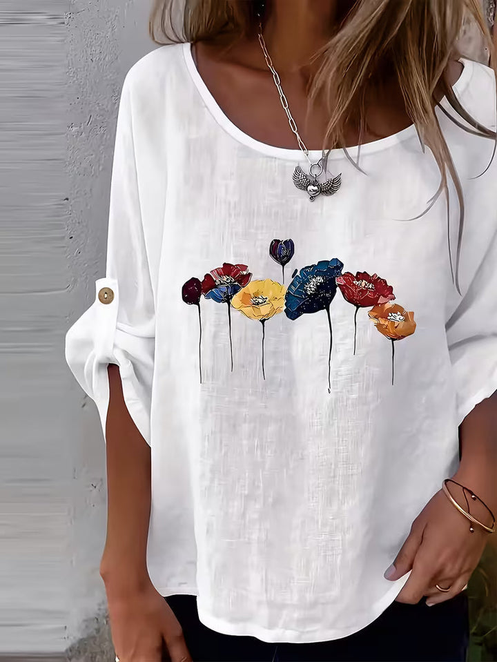 Blusa con Estampado Floral – Blanco