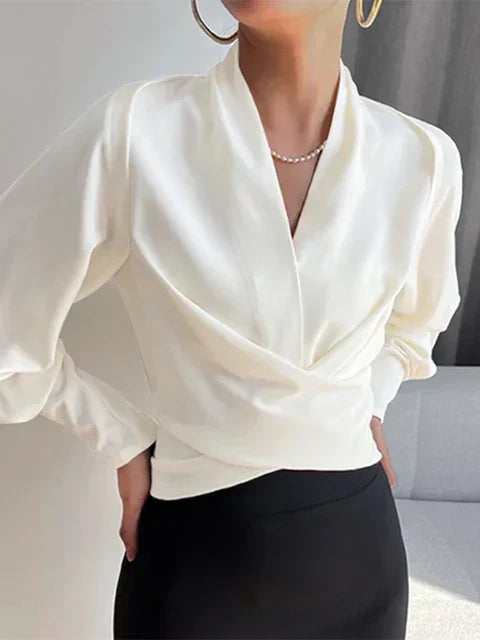 Blusa Cruzada Elegante – Blanco