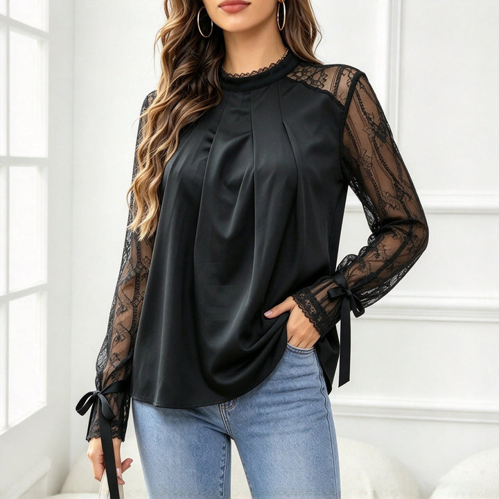 Blusa Negra de Cuello Subido