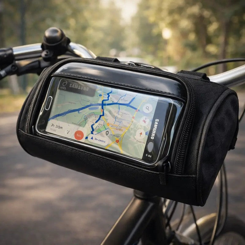 Bolsa para manillar de bicicleta con ventana táctil
