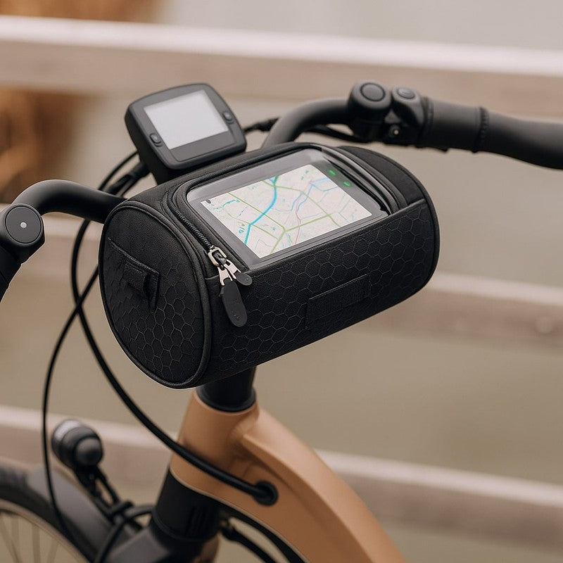 Bolsa para manillar de bicicleta con ventana táctil