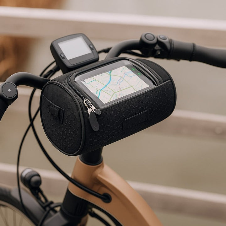 Bolsa para manillar de bicicleta con ventana táctil