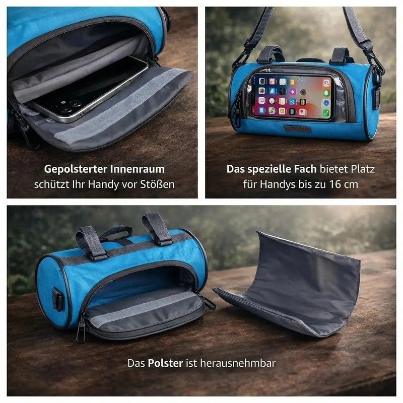 Bolsa para manillar de bicicleta con ventana táctil