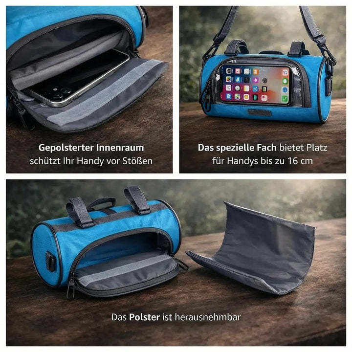 Bolsa para manillar de bicicleta con ventana táctil