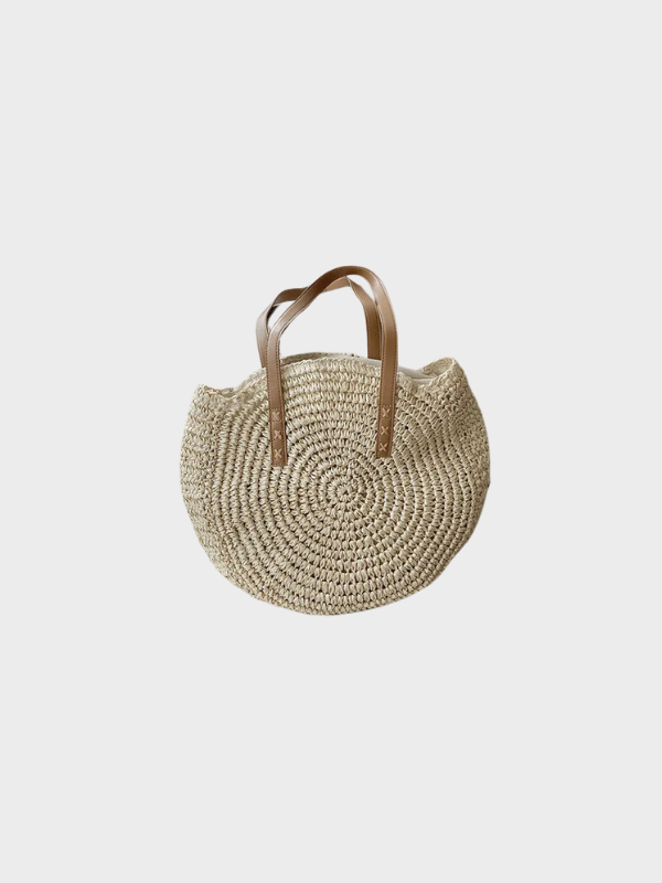 Bolso Circular de Hombro – Beige Estampado