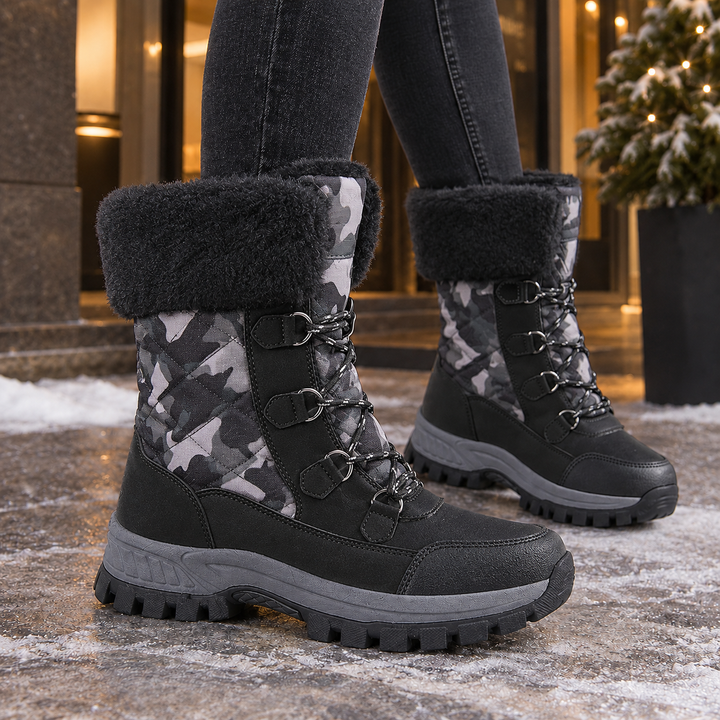 Botas Acolchadas de Media Caña – Camuflaje Negro