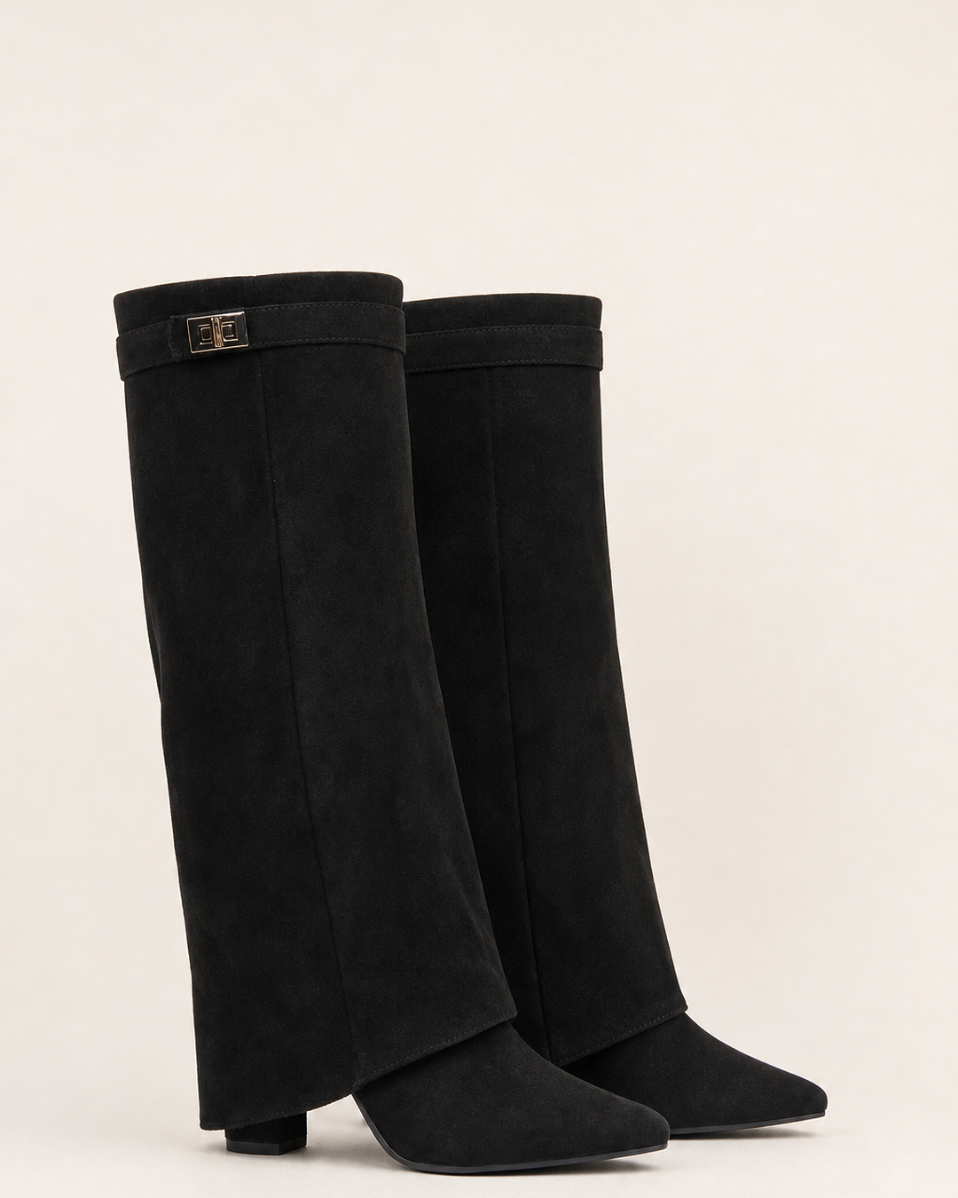 Botas Altas con Hebilla – Negro Mate