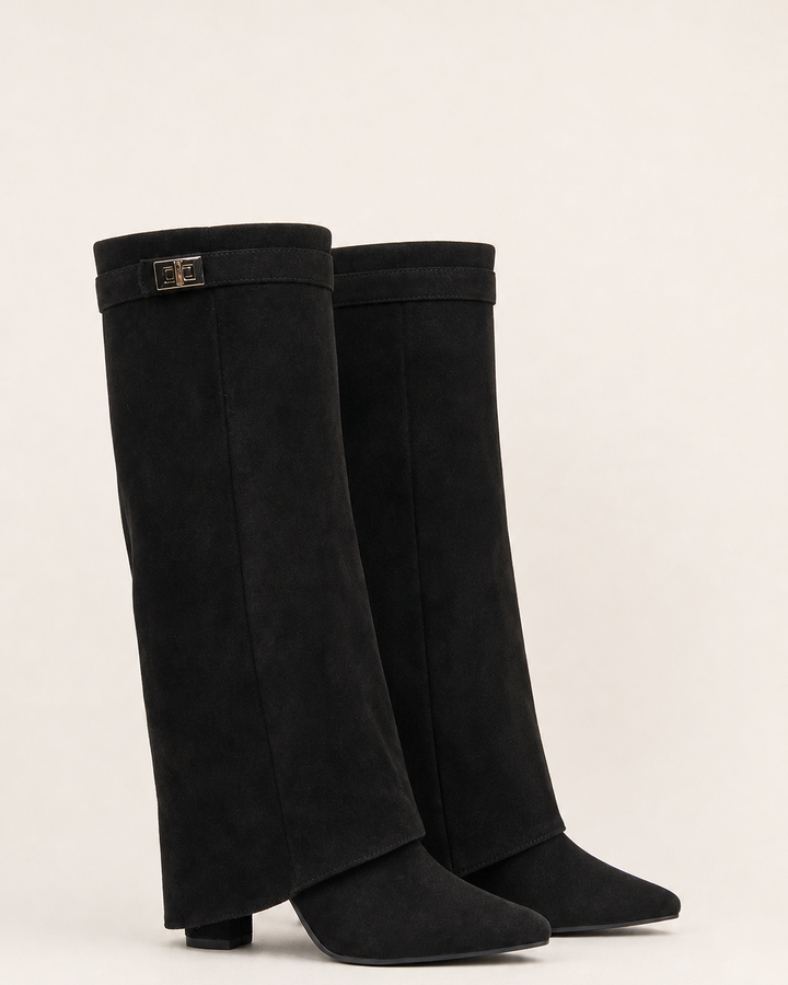 Botas Altas con Hebilla – Negro Mate