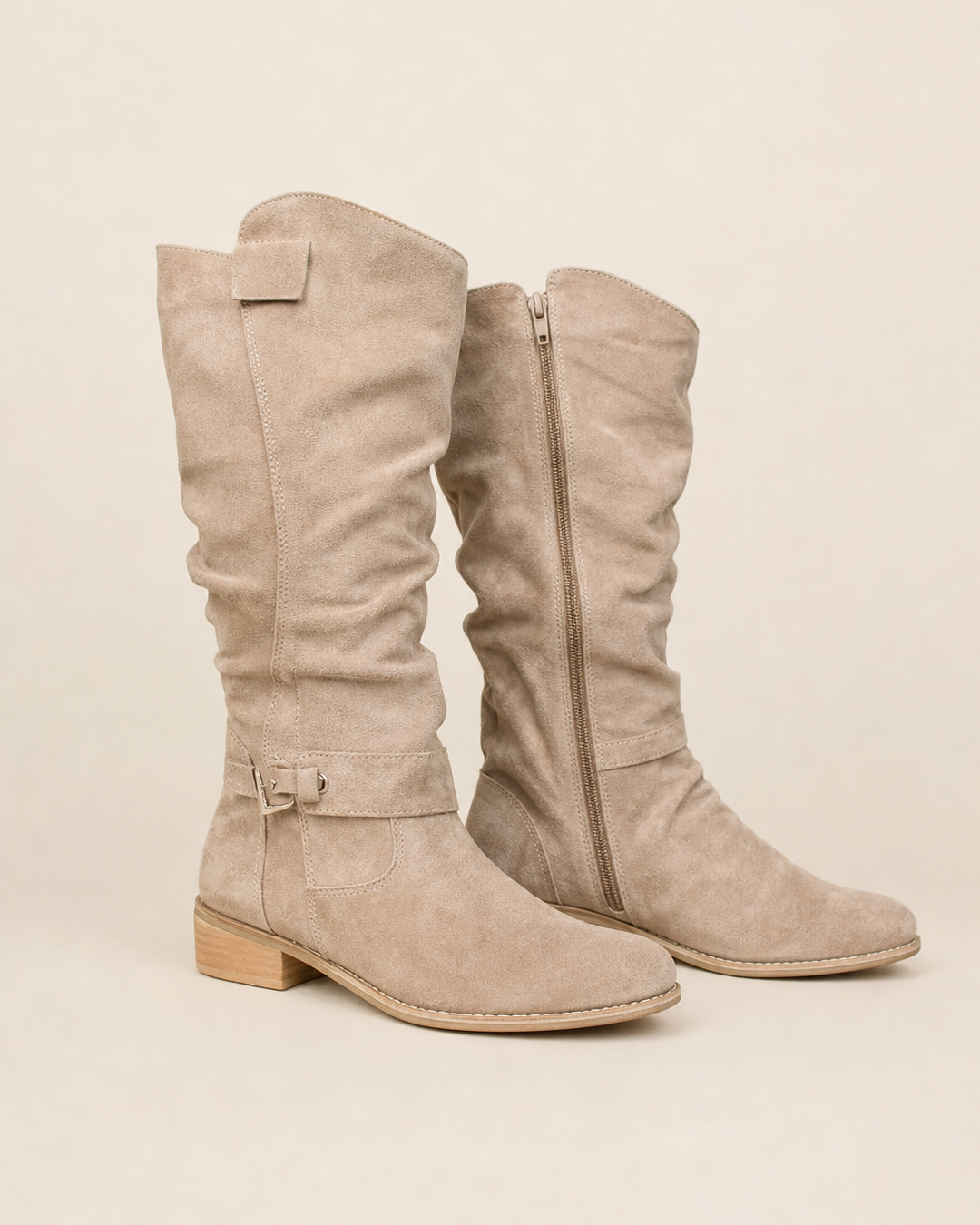 Botas Altas de Tacón Bajo – Albaricoque