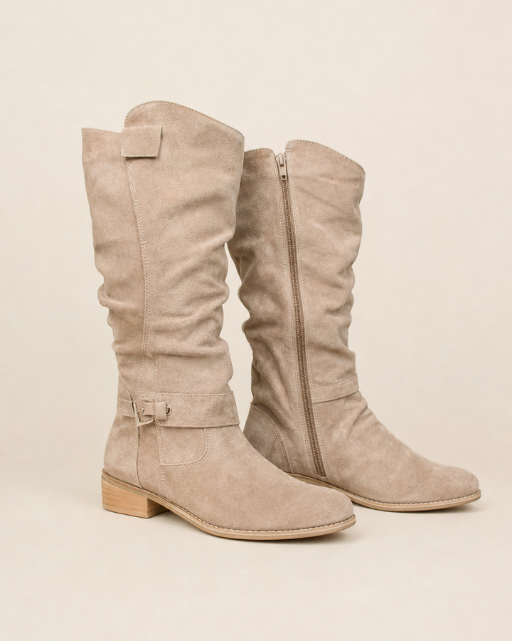 Botas Altas de Tacón Bajo – Albaricoque