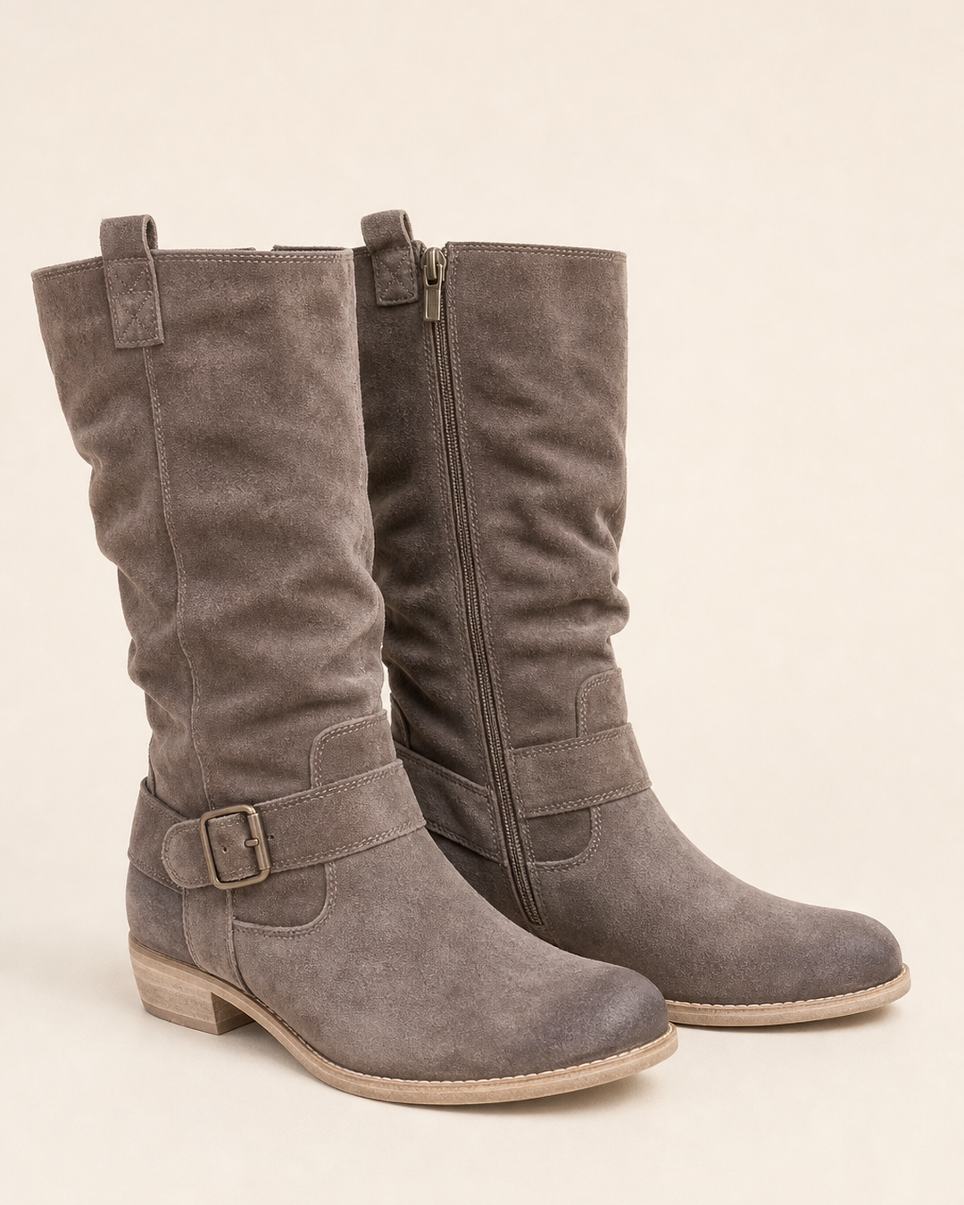 Botas Altas de Tacón Bajo – Antracita