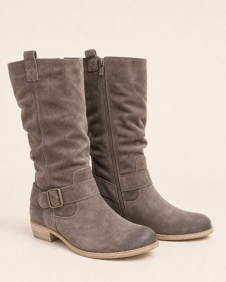 Botas Altas de Tacón Bajo – Antracita
