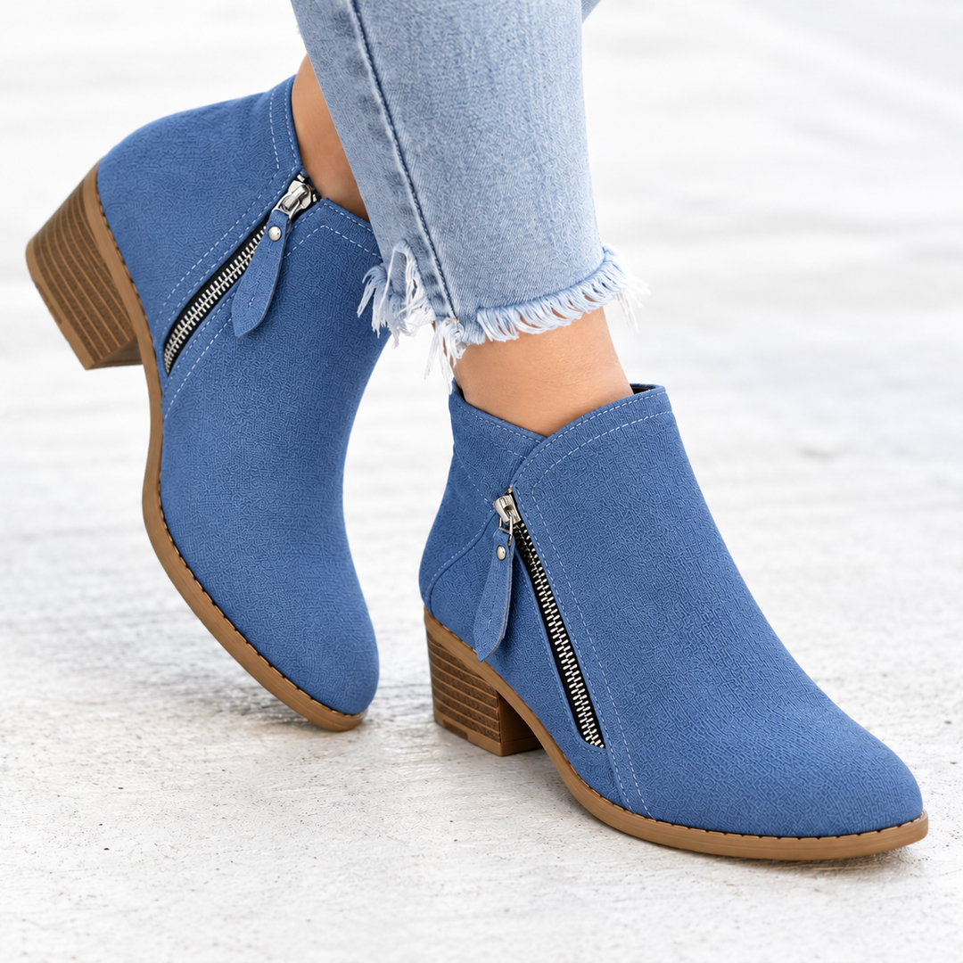 Botines con Cremallera Lateral – Azul