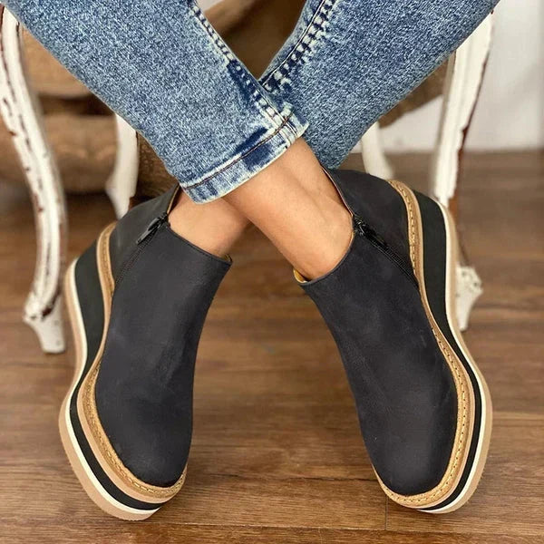Botines con Cuña y Plataforma – Negro