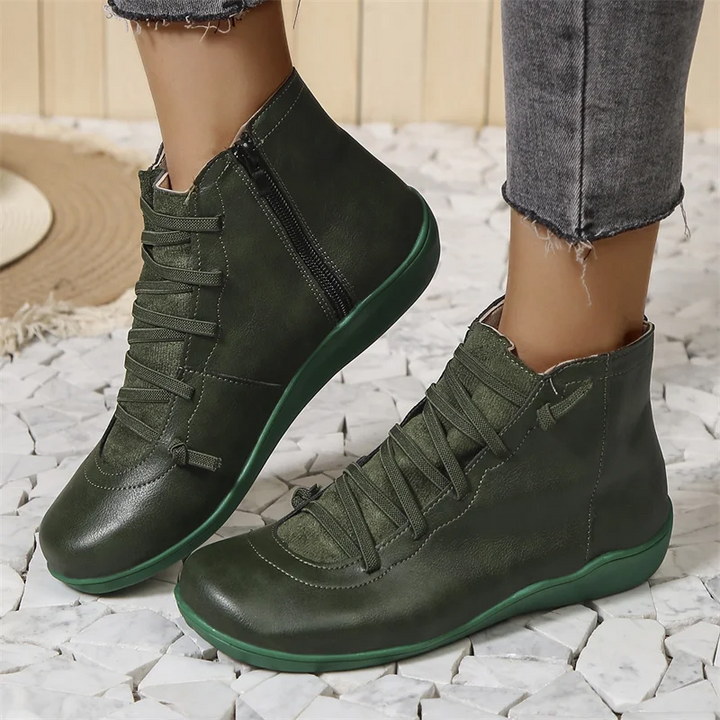 Botines Planos con Cordones – Verde