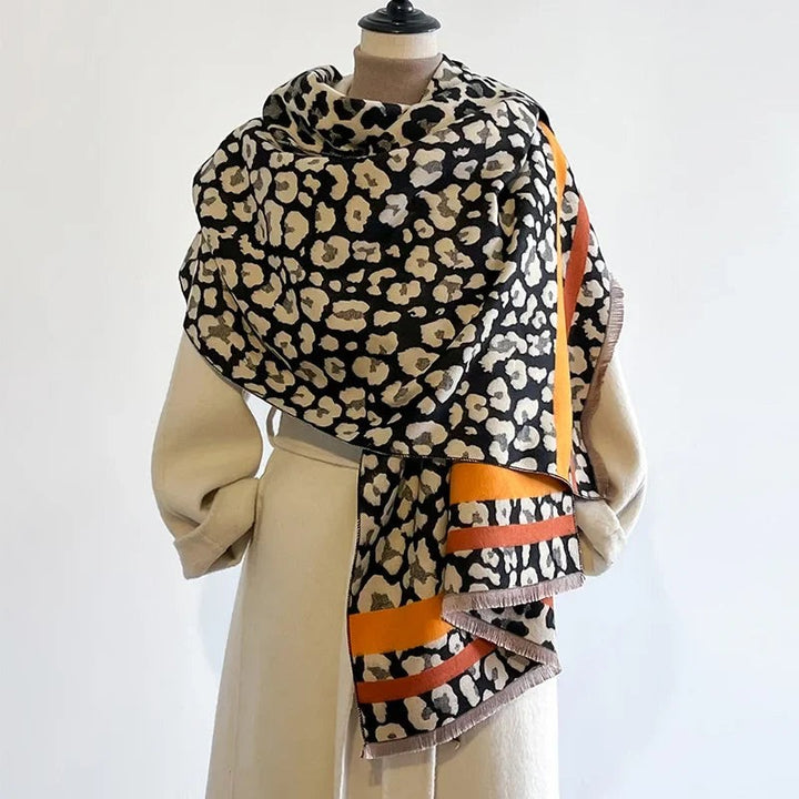 Bufanda de mujer estampado de leopardo - Doble cara