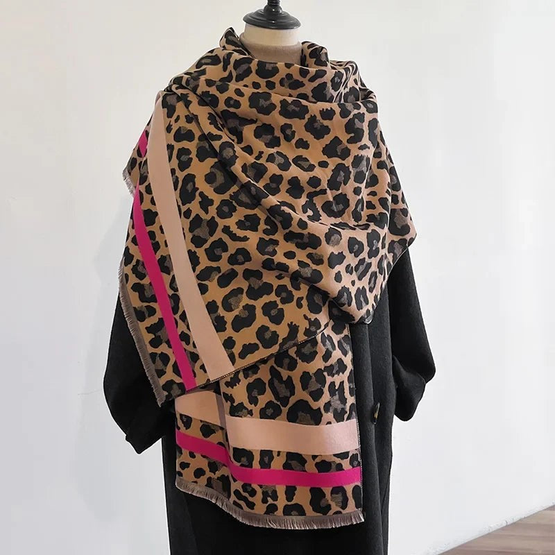 Bufanda de mujer estampado de leopardo - Doble cara