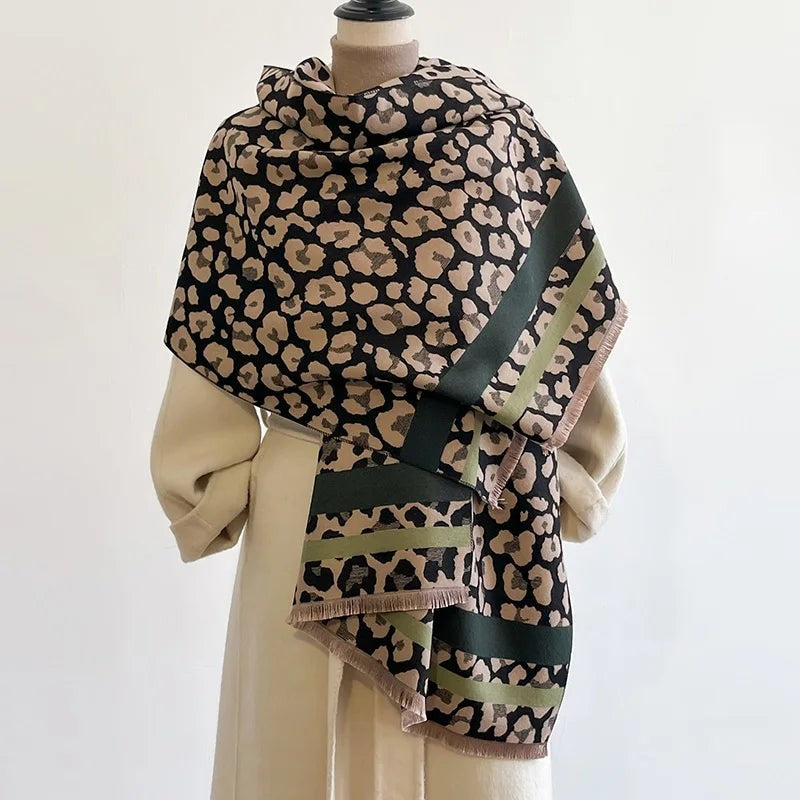 Bufanda de mujer estampado de leopardo - Doble cara