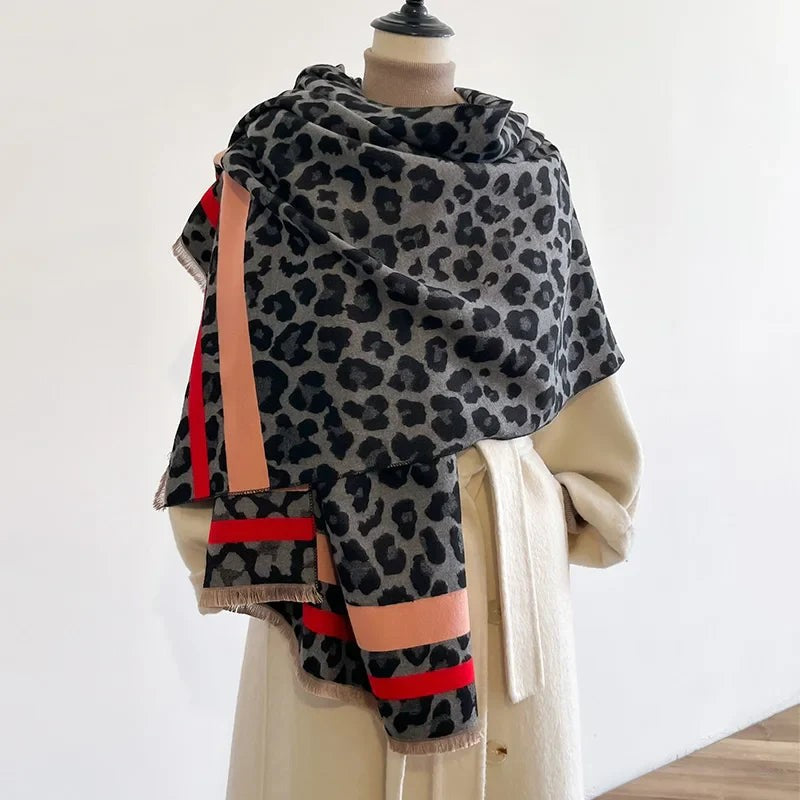 Bufanda de mujer estampado de leopardo - Doble cara