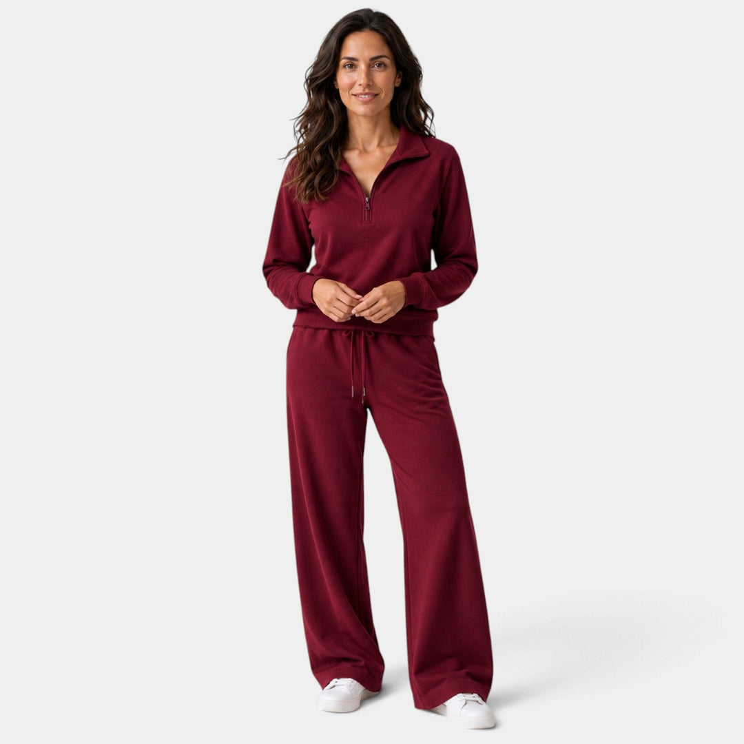 Conjunto con Media Cremallera – Burdeos