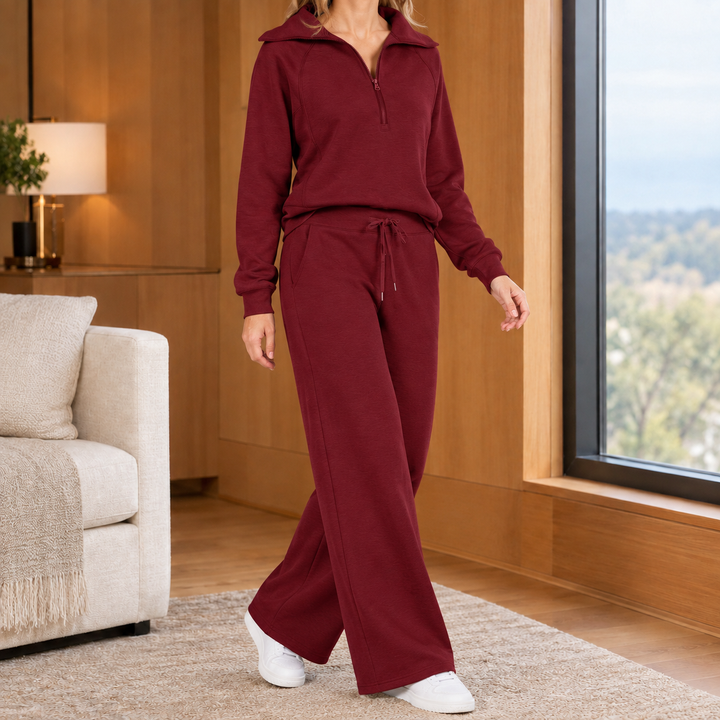 Conjunto Relajado de Pantalón – Burdeos