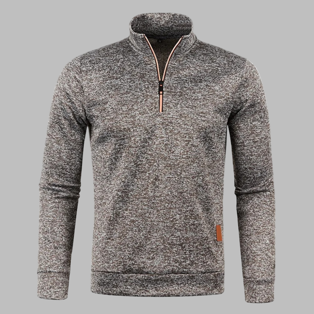 Jersey Jaspeado con Cremallera – Café