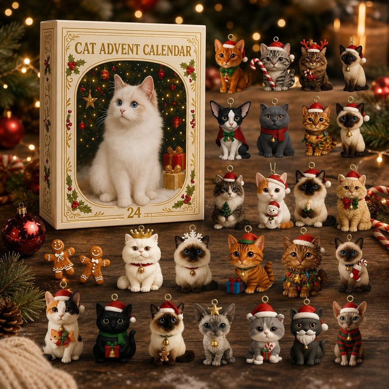 Calendario de Adviento Temático de Gatos - Decoración Navideña