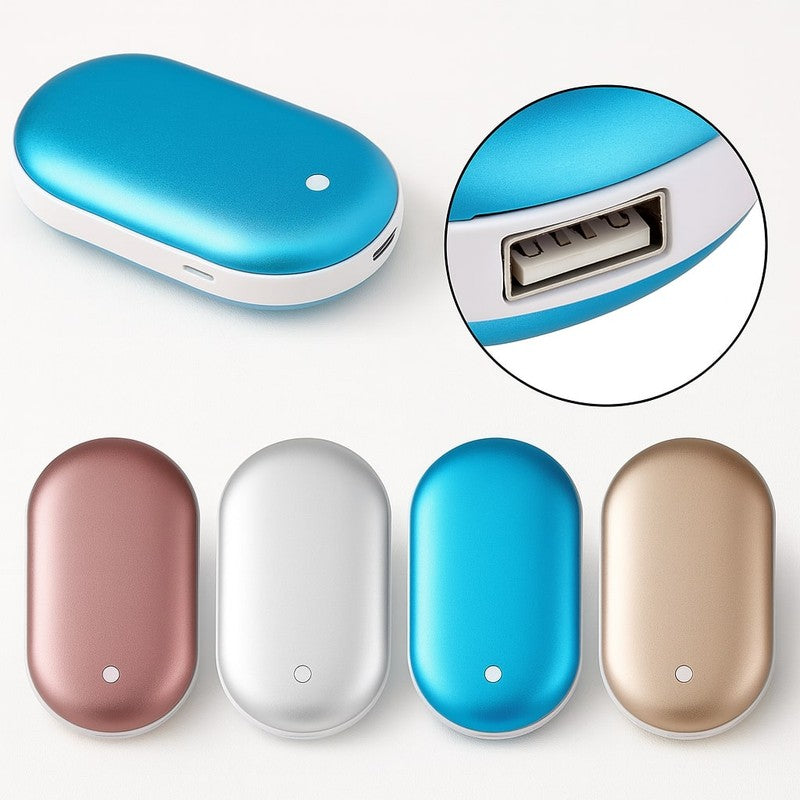 Calentador de manos eléctrico con powerbank integrado - Plata