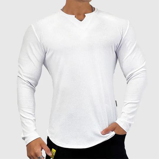 Camiseta Entallada de Manga Larga – Blanco