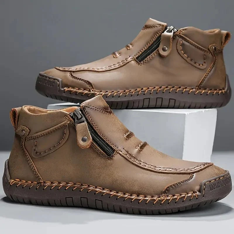 Botines Informales con Cremallera – Caqui