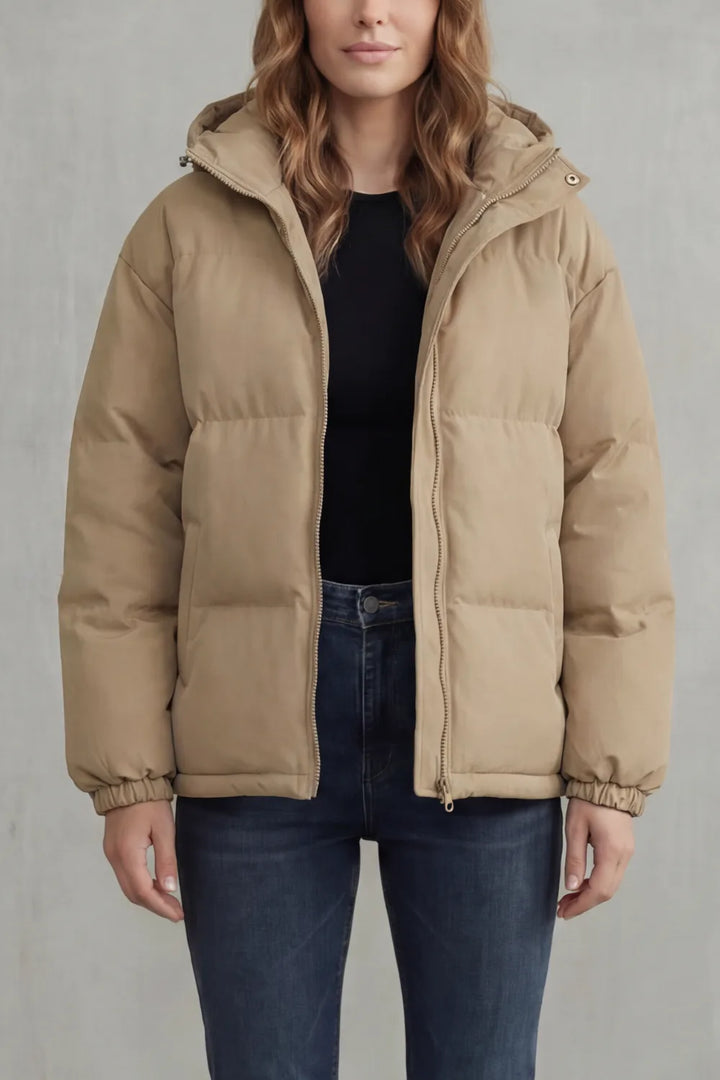 Chaqueta Acolchada con Cremallera – Caqui