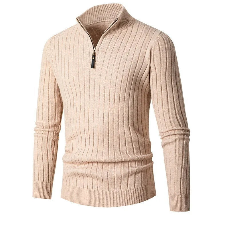 Jersey Ajustado con Cremallera – Caqui
