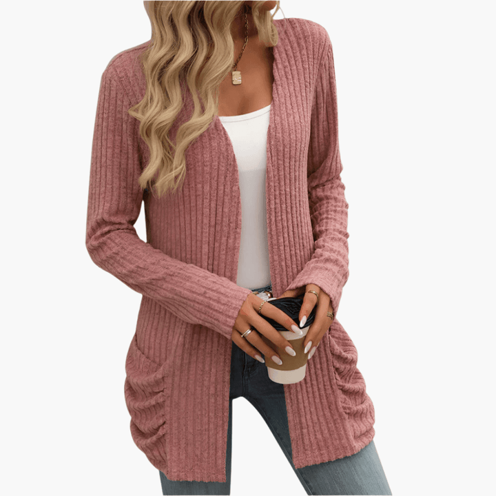 Cárdigan Abierto con Bolsillos – Rosa