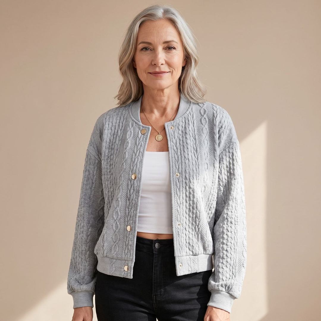 Cárdigan Bomber con Botones – Gris
