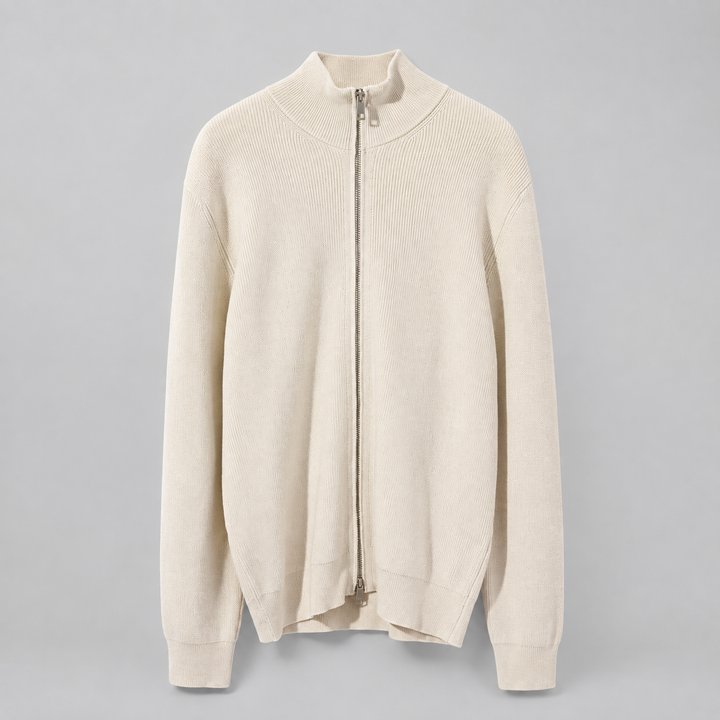 Cárdigan con Cremallera Doble – Crema