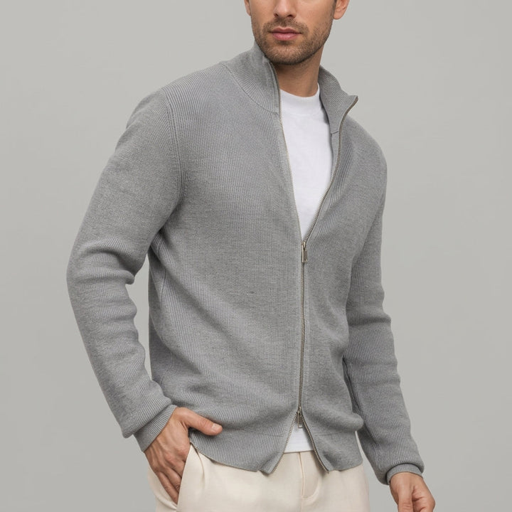 Cárdigan con Cremallera Doble – Gris
