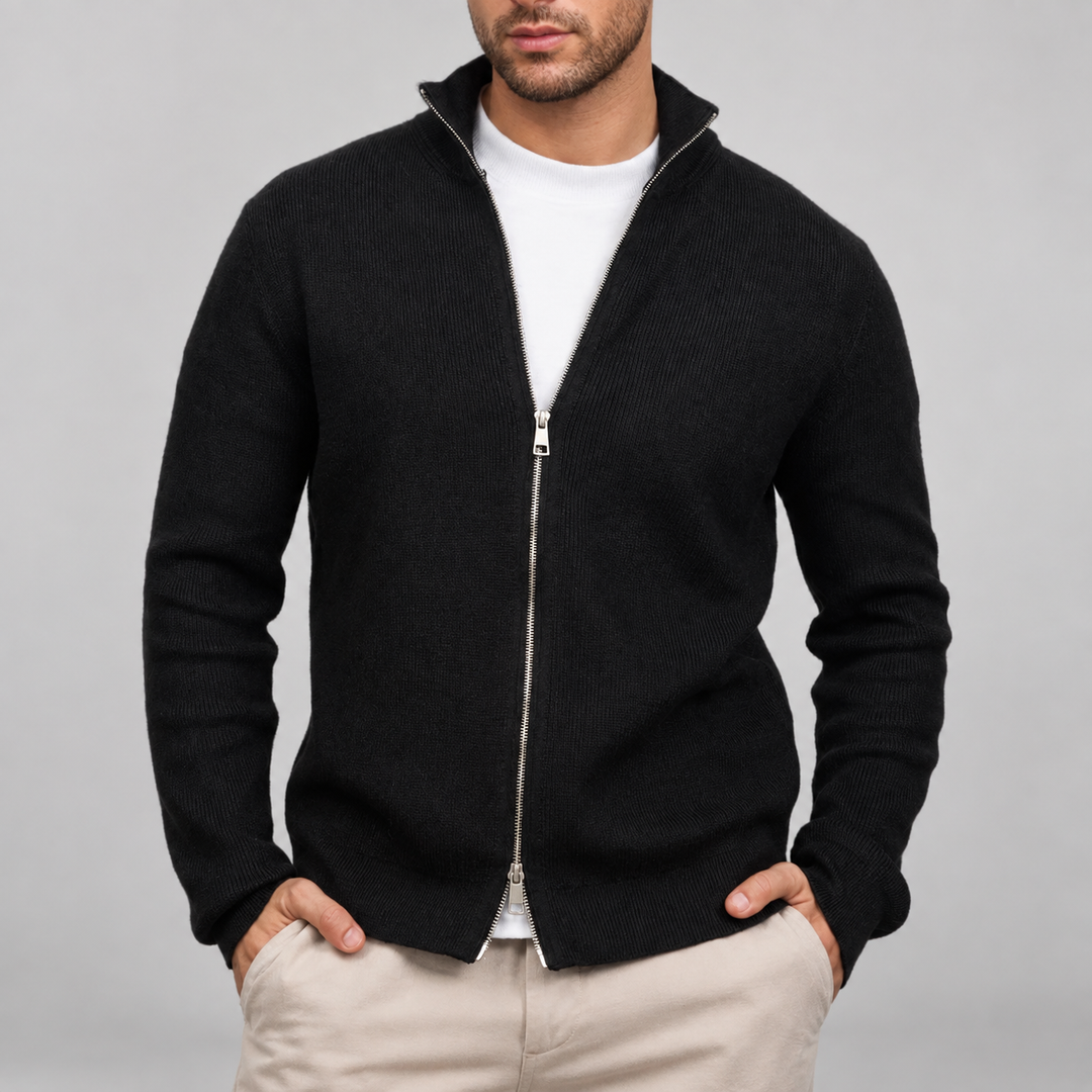 Cárdigan con Cremallera Doble – Negro