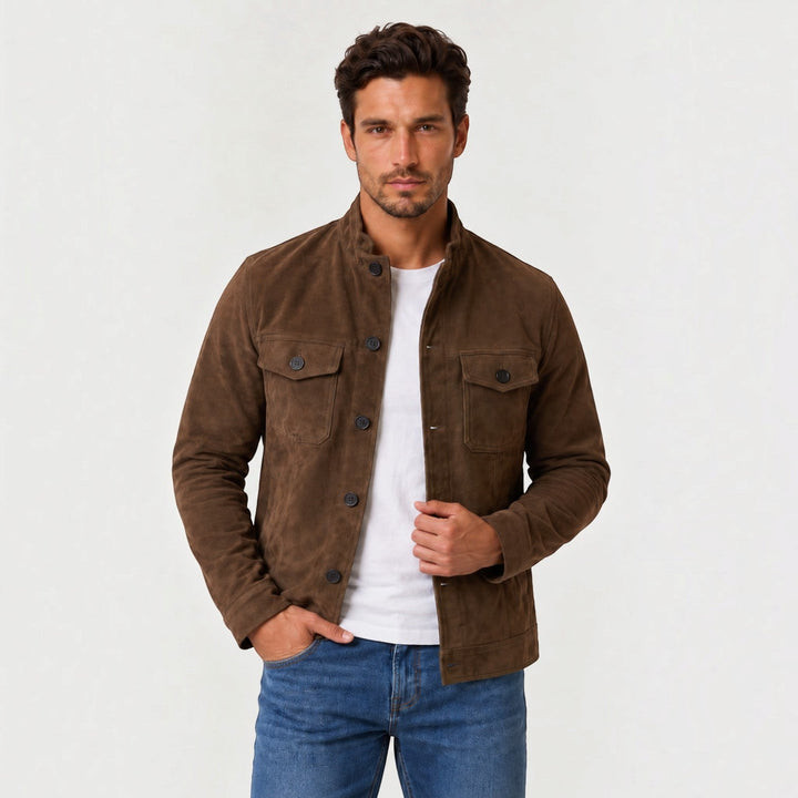 Cazadora Trucker con Botones – Marrón Oscuro