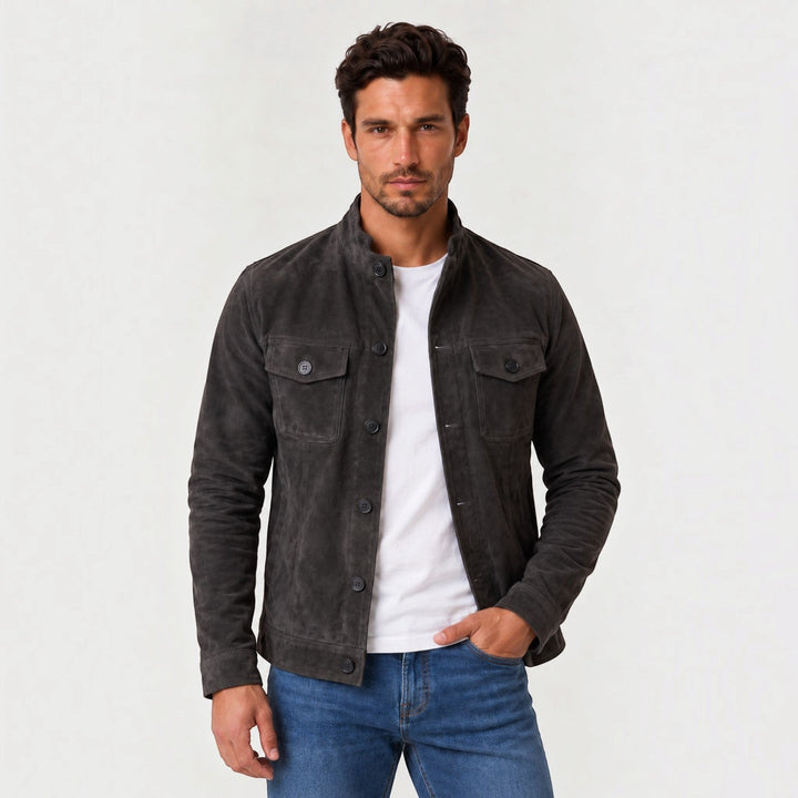 Cazadora Trucker con Botones – Negro