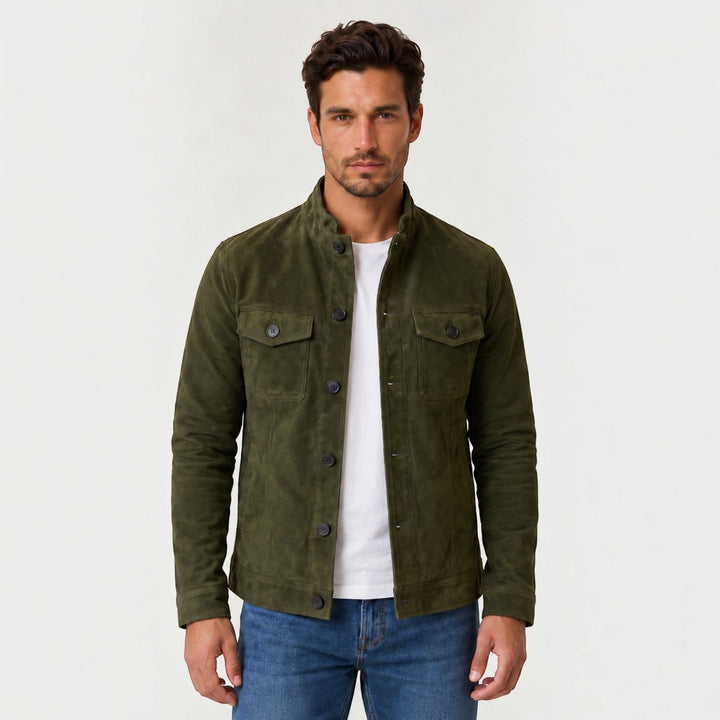 Cazadora Trucker con Botones – Verde