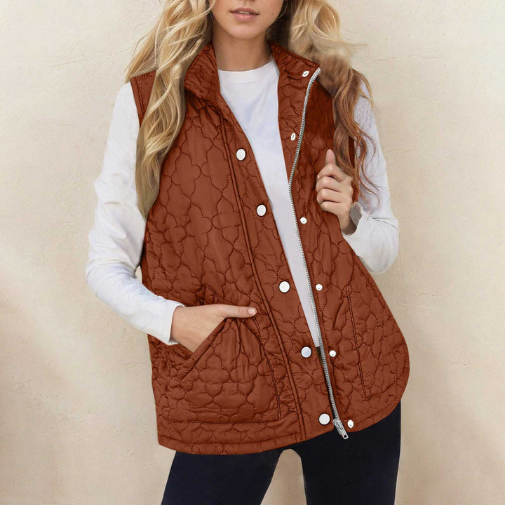 Chaleco Acolchado con Cremallera – Rojo Teja