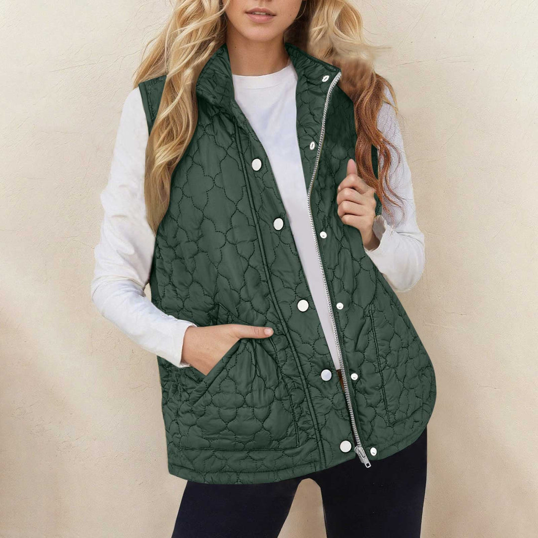 Chaleco Acolchado con Cremallera – Verde Oscuro