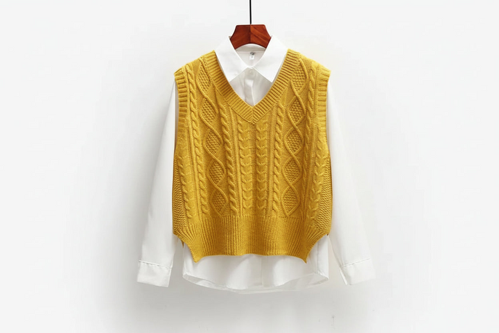 Chaleco con Cuello de Pico – Amarillo